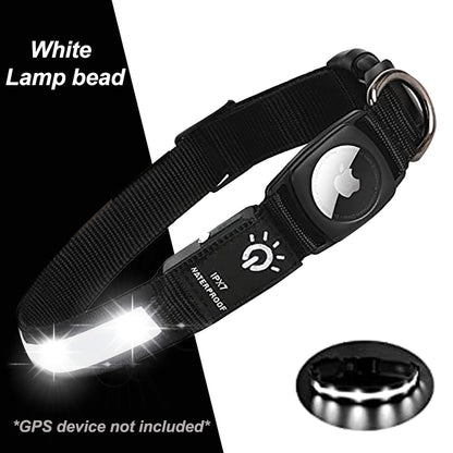 Waterproof LED Dog Collar with Airtag holder