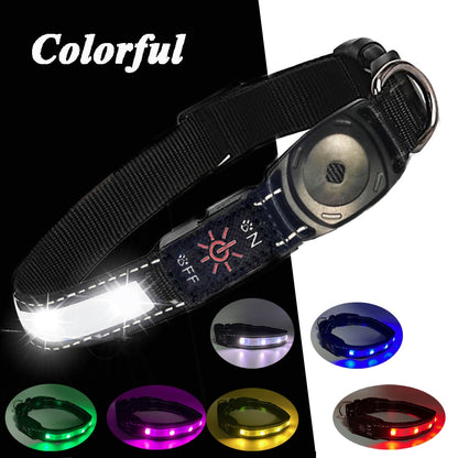 Waterproof LED Dog Collar with Airtag holder